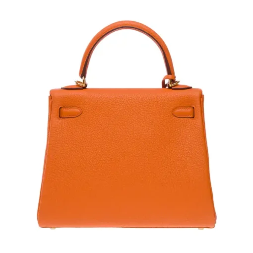 Hermes Kelly 20cm Bag In Orange Clemence Leather GHW - Image 2