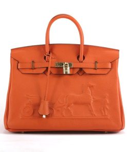 Hermes Birkin With Embossed logo Orange