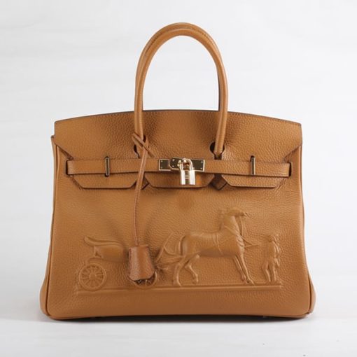 Hermes Birkin With Embossed logo Orange - Image 3