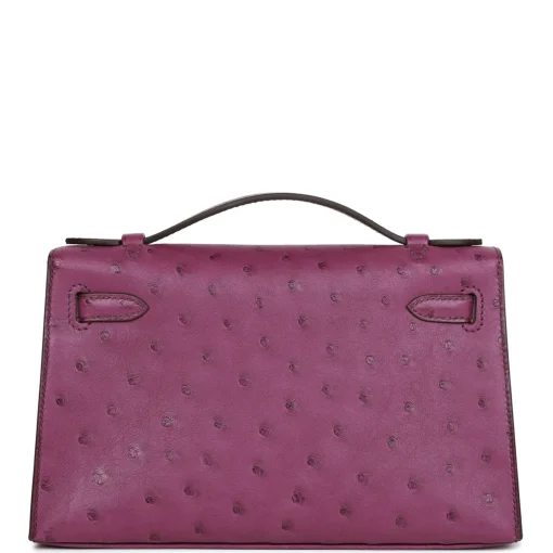 Hermès Kelly Pochette Anemone Ostrich Permabrass - Image 3