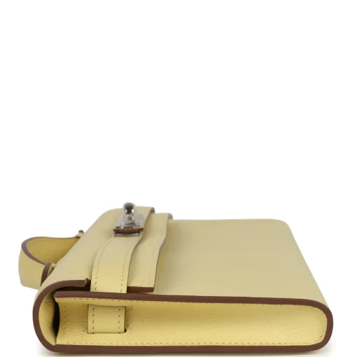 Hermès Kelly Cut Jaune Poussin Epsom Palladium - Image 3