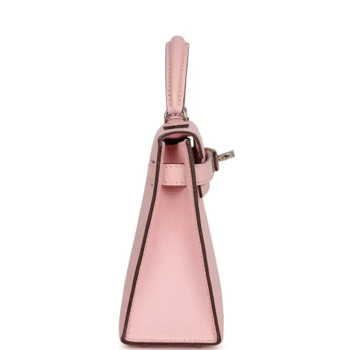 Hermes Kelly 20cm Bag In Pink Clemence Leather GHW - Image 2