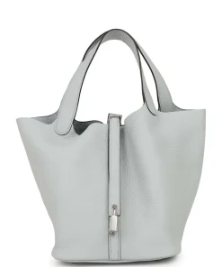 Hermès Picotin Lock 22 Bleu Pale Clemence Palladium Hardware