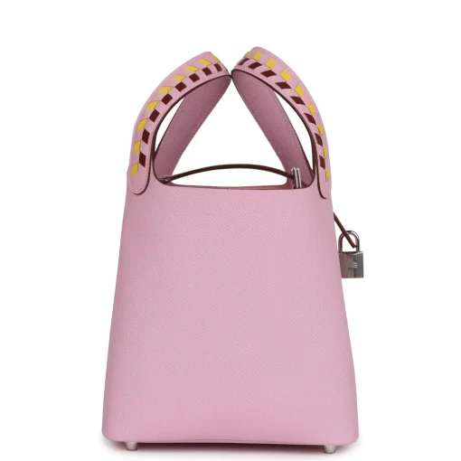 Hermès Picotin 18 Tressage De Cuir Mauve Sylvestre Epsom Palladium Hardware - Image 3