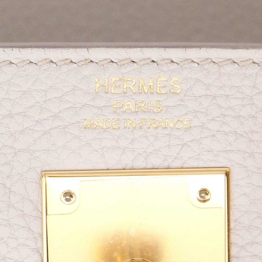 Hermes Kelly 20cm Bag In Craie Clemence Leather GHW - Image 3