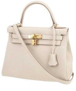 Hermes Kelly 20cm Bag In Craie Clemence Leather GHW