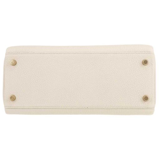Hermes Kelly 20cm Bag In Craie Clemence Leather GHW - Image 2
