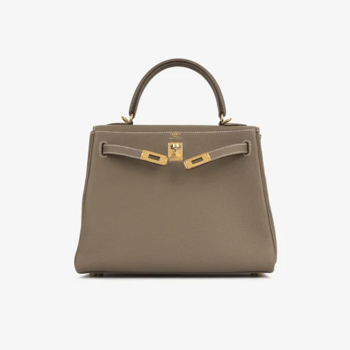 Hermes Kelly 20cm Bag In Taupe Clemence Leather GHW - Image 3