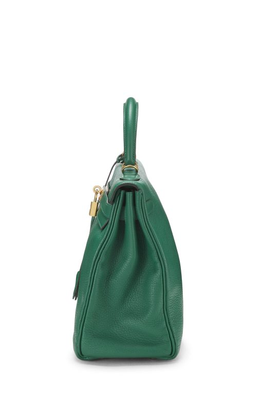 Hermes Kelly 20cm Bag In Vert Vertigo Clemence Leather PHW - Image 2