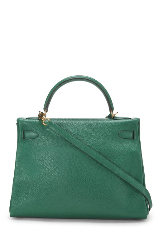 Hermes Kelly 20cm Bag In Vert Vertigo Clemence Leather PHW - Image 3