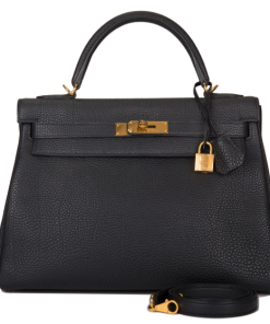 Hermes Kelly 20cm Bag In Black Clemence Leather GHW