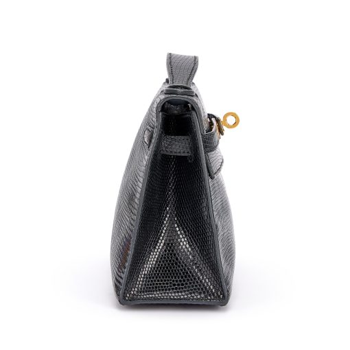 Hermès Black Niloticus Lizard Kelly Pochette Gold - Image 2