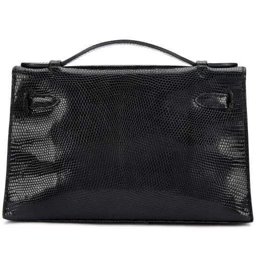 Hermès Black Niloticus Lizard Kelly Pochette Gold - Image 3