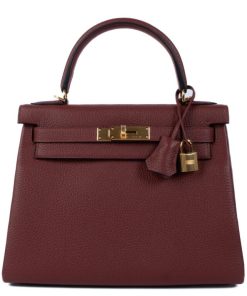 Hermes Kelly 20cm Bag In Bordeaux lemence Leather GHW