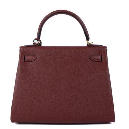 Hermes Kelly 20cm Bag In Bordeaux lemence Leather GHW - Image 3